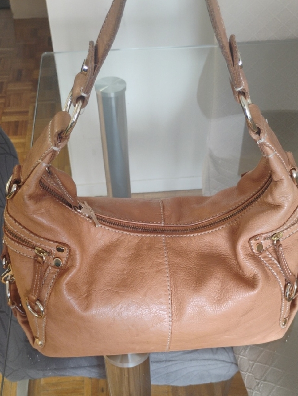 The Sak Tan Leather Hobo Shoulder Bag